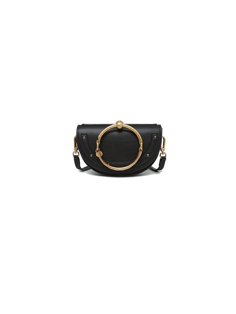 Half moon leather bag with golden strap