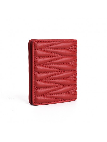 Quilted Pattern Long Wallet Trifold Studded Decor Pink