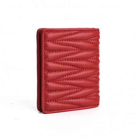 Quilted Pattern Long Wallet Trifold Studded Decor Pink