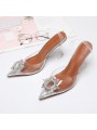 ransparent slingback pumps with heels, featuring a pointed toe, crafted from lambskin with a leather insole