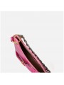 Elegant crocodile-embossed leather shoulder bag with a raspberry gradient finish and gold-tone accents.