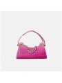 Elegant crocodile-embossed leather shoulder bag with a raspberry gradient finish and gold-tone accents.