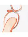 Double bow orange satin pumps for women with stilleto heel and pointed toe