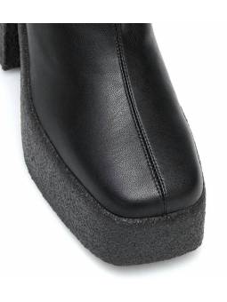 Platform boots with thick high heel in leather for women, colored black