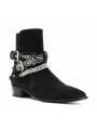 Men's genuine black suede Jodhpur boots featuring a distinctive metal chain