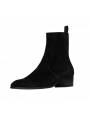 Men's genuine black suede western ankle boots, providing a rugged masculine appearance