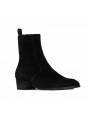 Men's genuine black suede western ankle boots, providing a rugged masculine appearance