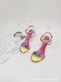 Multicolored stiletto heel lace-up sandals for women, adorned with sparkling crystals