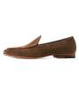 Brown suede calfskin loafers for men, rounded toe, perfect for a chic and casual look.