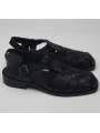 Men's Black Leather Fisherman Sandals with Heel