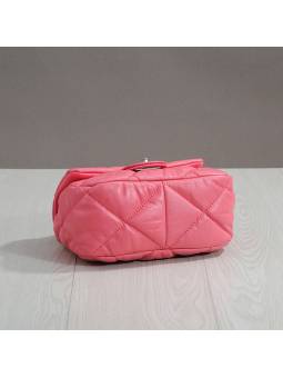 Sac à bandoulière en cuir véritable matelassé à motif losange – Modèle 'Vesuvio', coloris rose