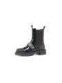 Black patent leather Chelsea boots with double chains