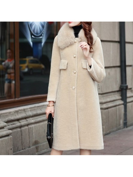 manteau femme beige laine
