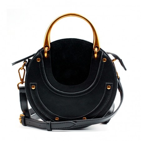 Round leather bag