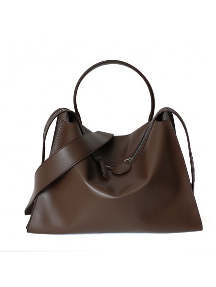 Aesther Ekme Medium Leather Shoulder Bag In Dark Brown